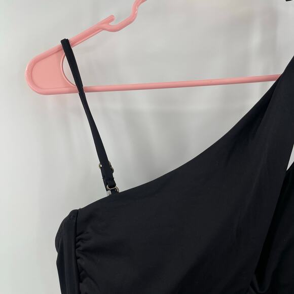 BECCA Swimsuit Size Large One Piece Asymmetrical Cutout Black NWT Removable Cups - Picture 7 of 16
